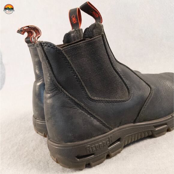 Redback Chelsea Work Boots Black Leather Easy Escape Pull-On Workwear Men's 8 - Picture 10 of 15